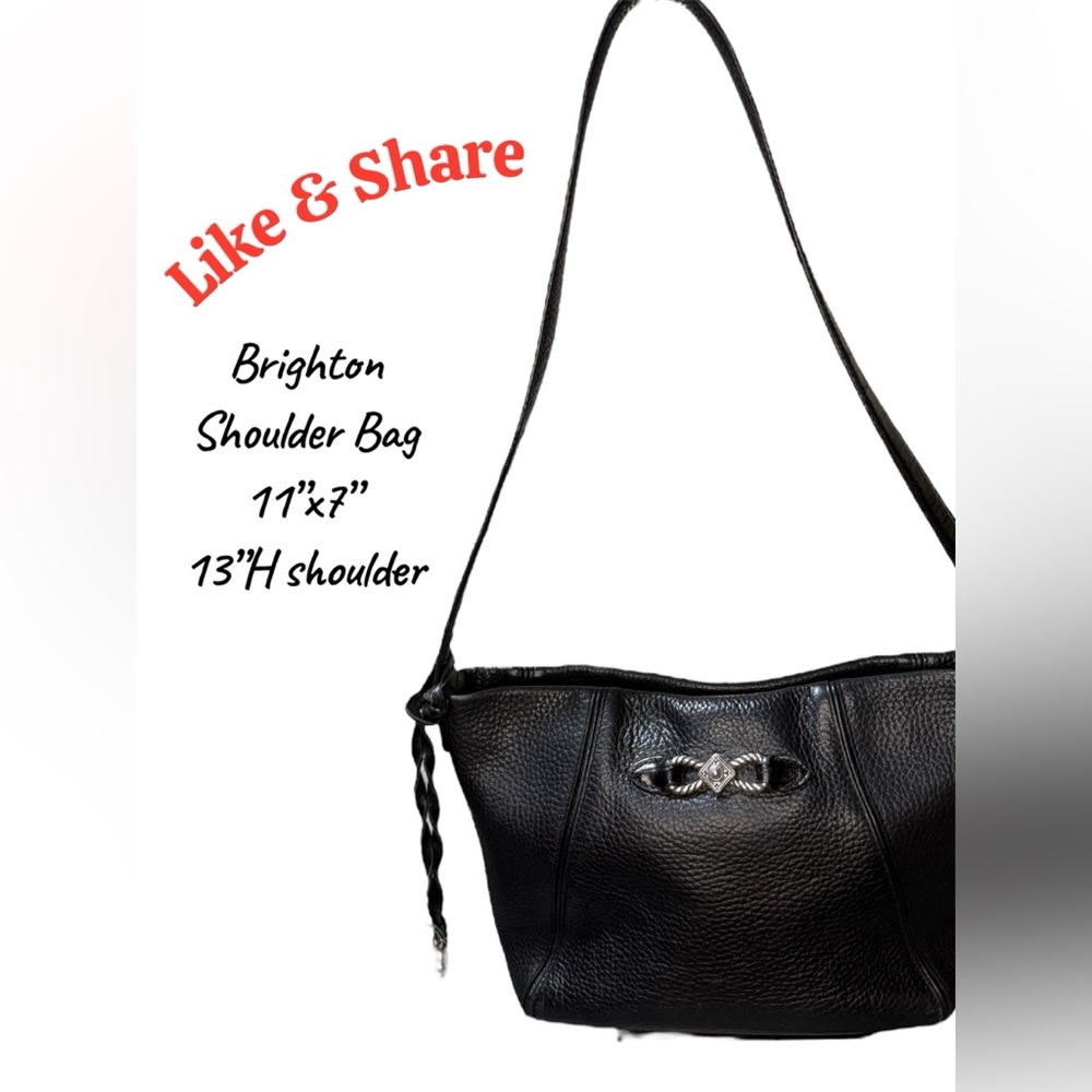 Brighton Black Pebbled Leather Shoulder Bag - Picture 2 of 10
